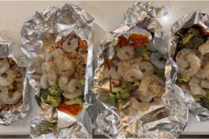 Shrimp, Broccoli, and Brown Rice Easy Foil Pack Meal